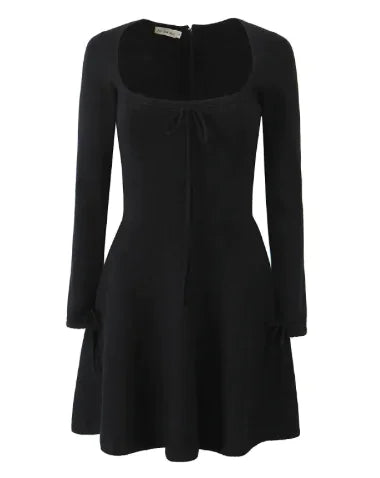 French Square Collar Knit Dress