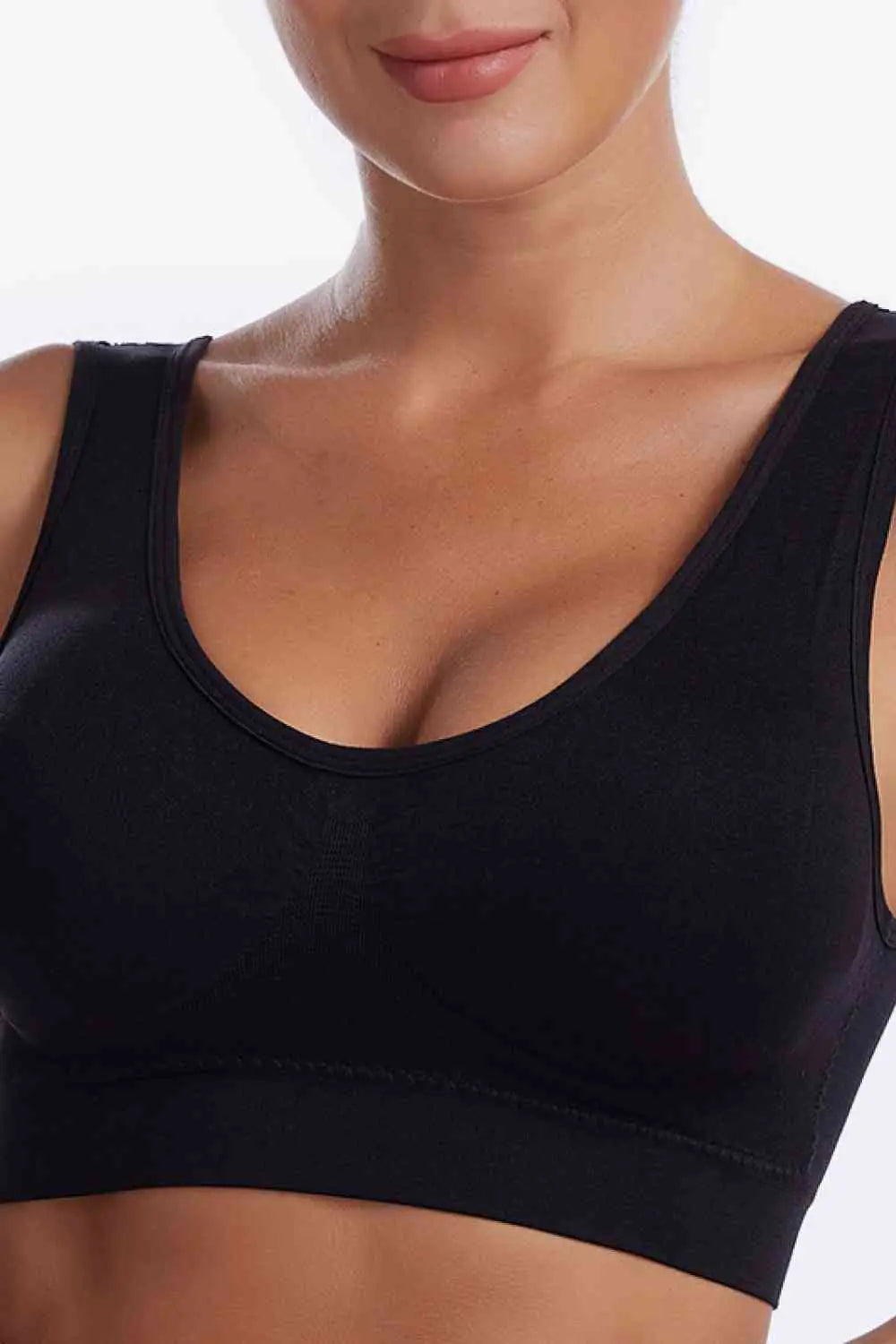 Full Size Wide Strap Sports Bra-