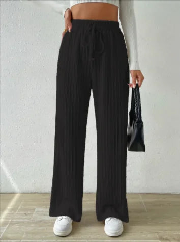 Knotted Waist Wide-Leg Knit Pants