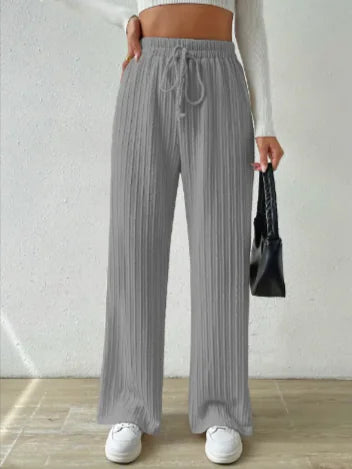 Knotted Waist Wide-Leg Knit Pants